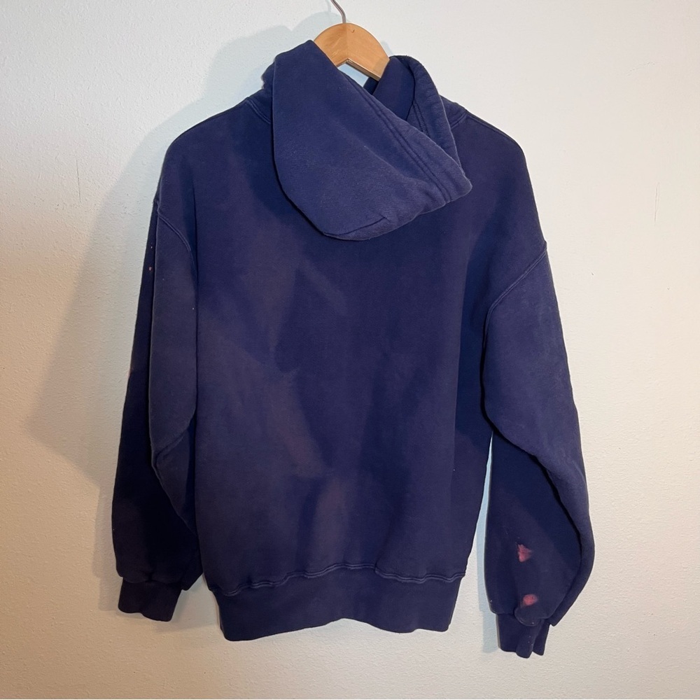 Vintage 90s Jerzees Super Sweats Denali Hoodie Navy Blue Distressed Large - Picture 6 of 13